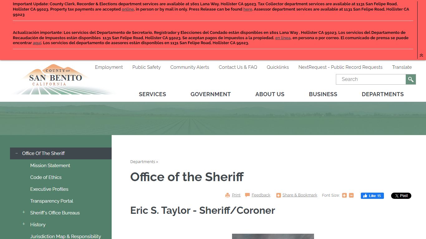 Office of the Sheriff | San Benito County, CA